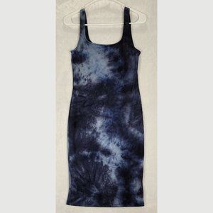 WallFlower Blue Tie-dyed Hand Dyed Sleeveless Midi Tank Dress Size Small